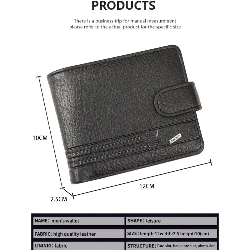 New Men Short Bifold PU Leather Male Hasp Wallet Credit ID Card Holder Men's Wallet Billfold Purse Clutch Men's Purses Money Bag