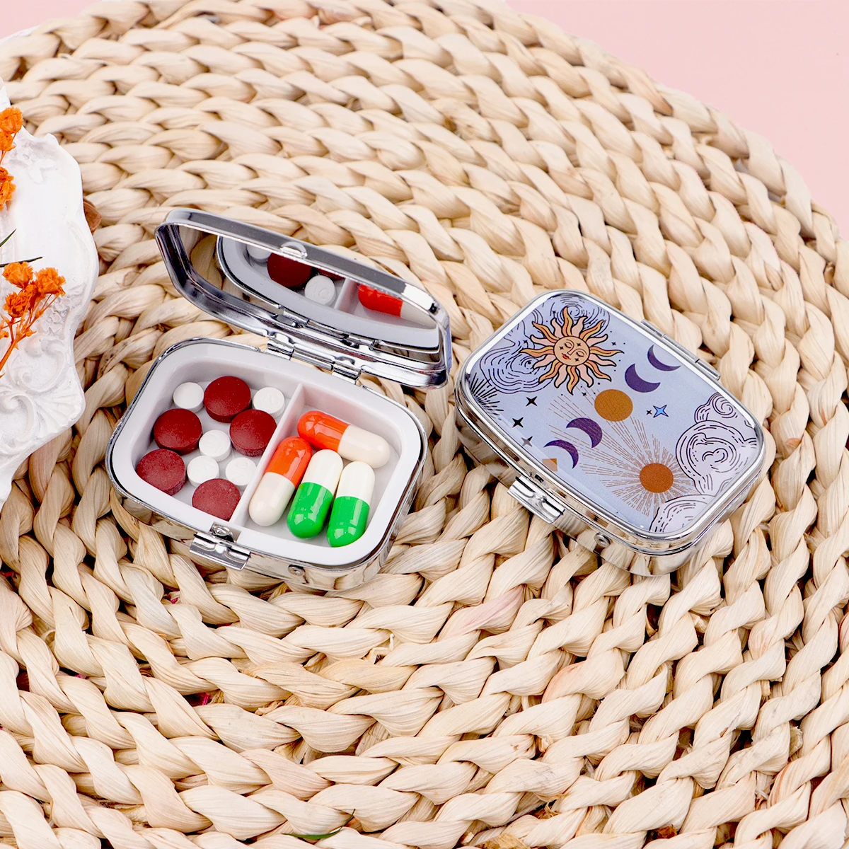 Mini Portable Cartoon Animal Pill Organizer with Multi-Grid Storage