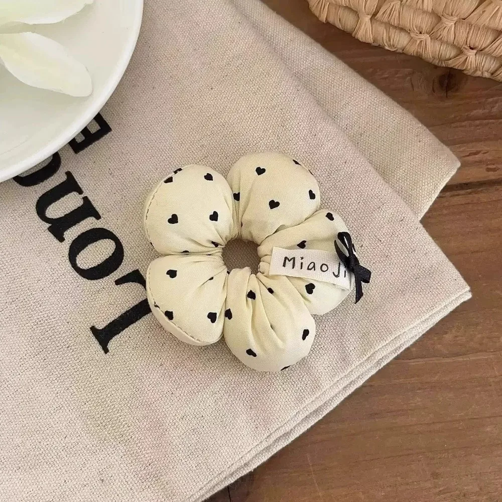 Charming Floral Hair Scrunchies with Heart Design