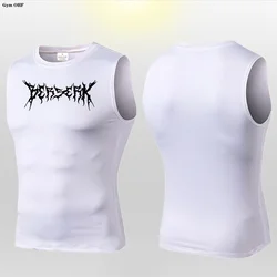 Anime Berserk Guts Graphic Compression Gym Vest - Quick Dry Muscle Tank Top - Asian size - 3XL (White Vest - 1)