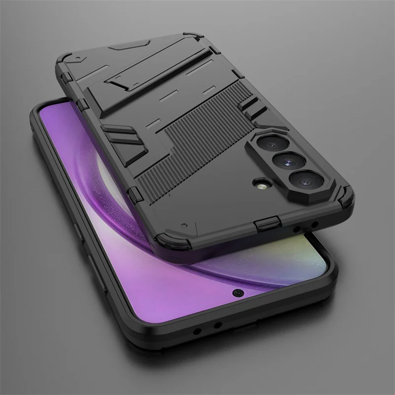 Magnetic Holder Armor Phone Case with Kickstand and Hard Back Cover