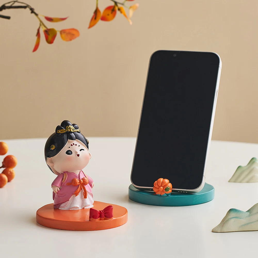 

Novelty Cute Girl Phone Holder Home Decor Classical Style Living Room Office Desktop Ornament Decorative Figurine Resin Crafts