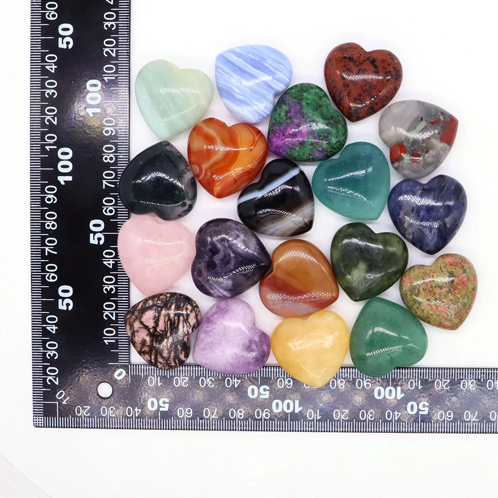 Piedras y cristales naturales de 30mm en forma de corazón, Cuarzo Rosa, 7 Chakras, curación energética, Reiki, piedra preciosa tallada para decoración del hogar