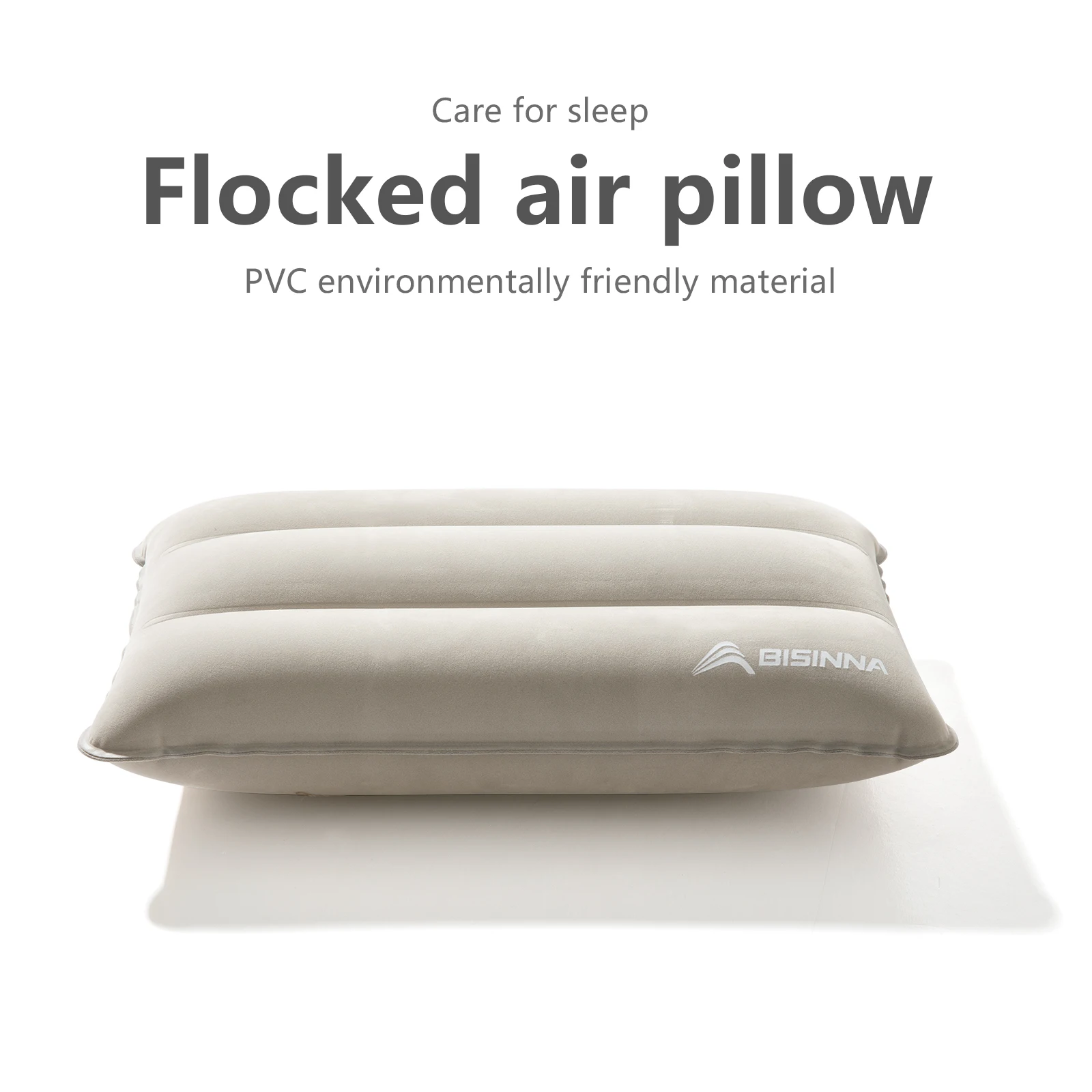 BISINNA Inflatable Pillow Portable Camping Neck Pillow Compressible Folding Flocking Air Cushion for Sleeping Travel Hiking