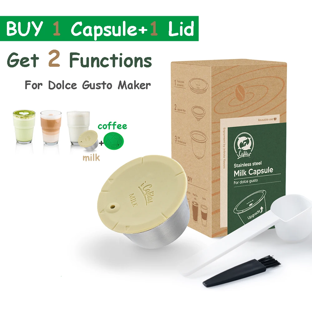 Capsula Ricaricabile Per Macchine Nescafe Dolce Gusto Capsule In Schiuma Di Caffè E Latte In Acciaio Inossidabile Filtro Per Latte Coperchio In Silico