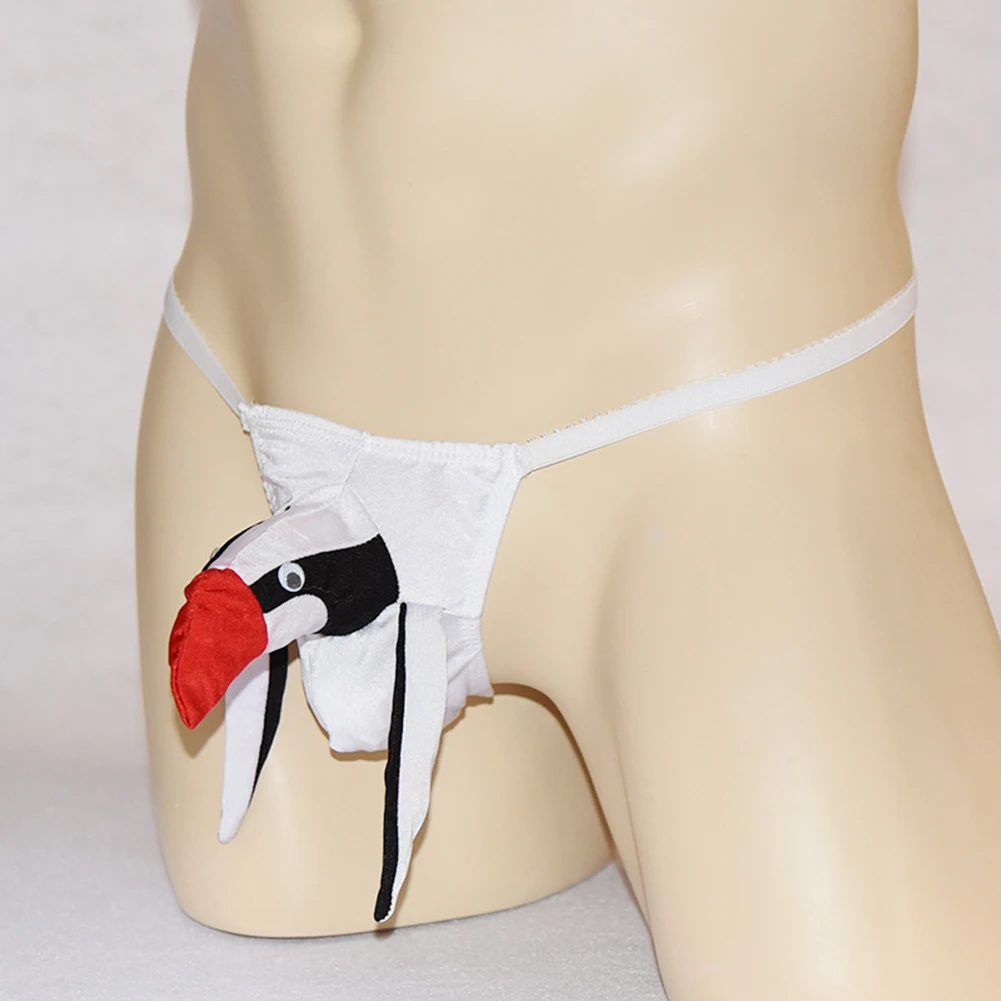 Sexy Men Panties Sissy Bird Head Jock Strap G-string Cosplay 3D Elephant Nose Thong T-back Bikini Lingerie Gay Erotic Underwear 3 colors sexy thong for women with cute bunny tail cosplay panties rabbit g string fur ball t back erotic underwear