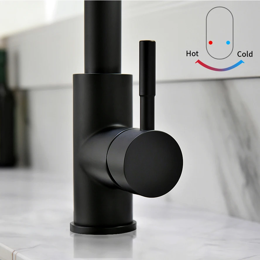 Kitchen Faucets G1/2 Kitchen Faucet Black Surface Water Faucet Kitchen Sink Pull-out Single Hole Tap
