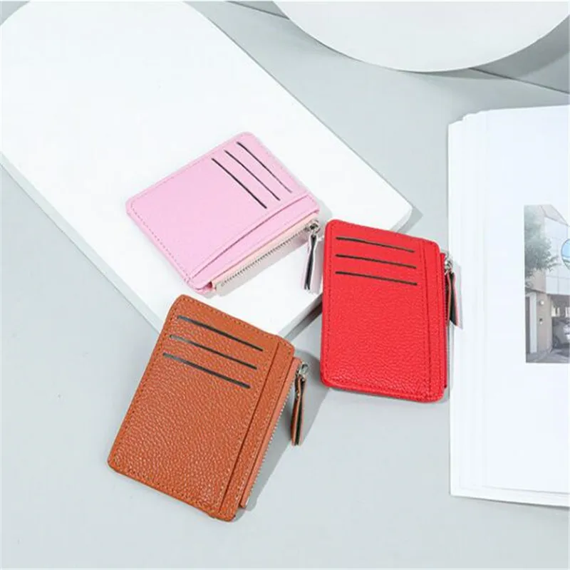 Ihreesy 2 Carteras Con Tarjetero, De Piel Sintética, Bolsillo Frontal, Tarjetero, Portátil, Para Tarjetas De Crédito, Funda Delgada Para Tarjetas De Crédito Con 4 Ranuras, Compartimento, Color Gris