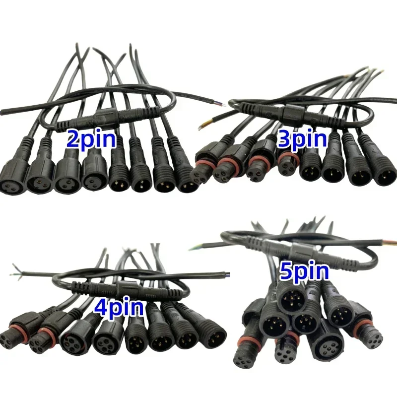 Description Picture 3 of item5/10/20/50 Pairs Male To Female 40cm Length Waterproof Cable 2pin 3pin 4pin 5pin Led Connector Black Wire for LED Strip Light WP