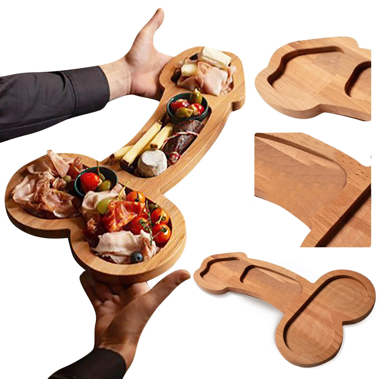 Wooden Serving Tray Funny Penis Shape Aperitif Board Novelty Cheese Board Unique Wood Tray Snack Drinks Serving Tray Charcuterie Party 24/40cm