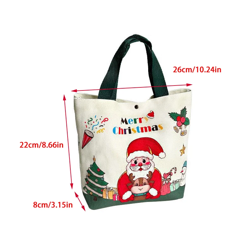 1PC Christmas Gift Bags With Santa Claus Reindeer & Snowman Designs Durable Canvas Tote Bags Party Candy Gift Storage Bag Bulk