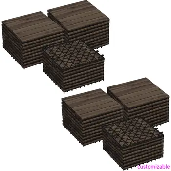 54-Pack Acacia Wood Interlocking Floor Tiles 1