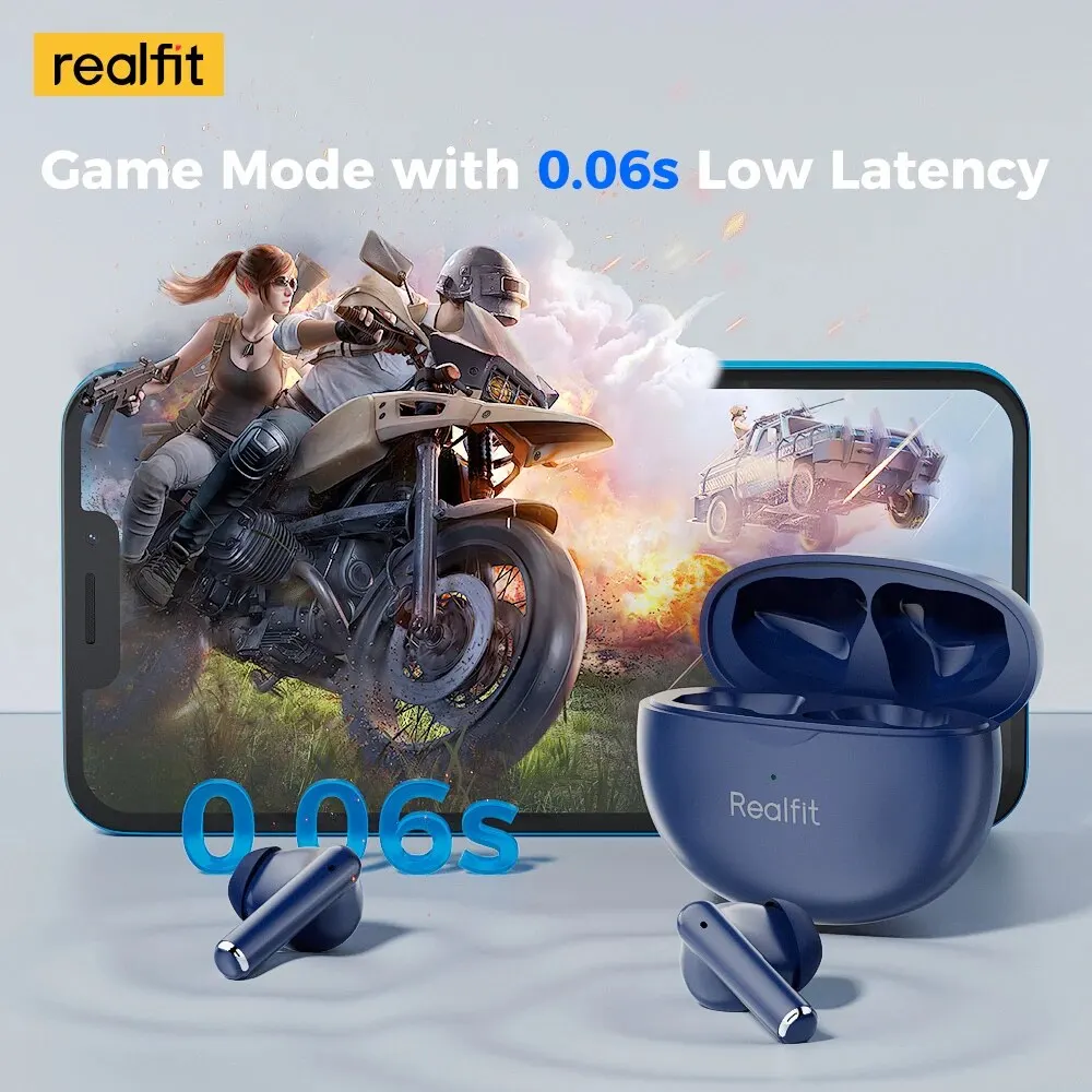 Realfit F2 Pro ANC 액티브 노이즈 캔슬링 블루투스 이어폰, ENC 통화, 하이파이 스테레오, 뛰어난 베이스 무선 이어버드, 스포츠 게임