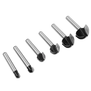 1/4 Handle Woodworking Milling Cutter Set 6Pc Round Bottom Knife Semi-Spherical Head Relief Arc Carving Tool Easy To Use