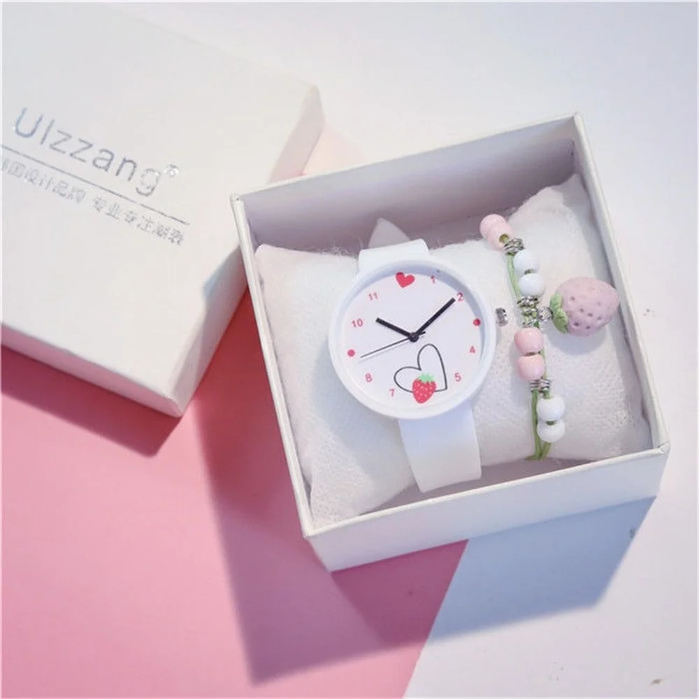 Macaron Strawberry Heart Dial Children's Cute Korean Jelly Silicone Strap Quartz Luminous Girls Boys Clock Watch Birthday Gift 6