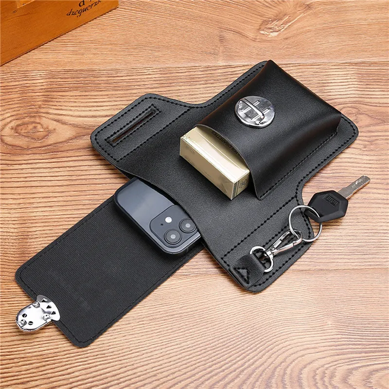 Vintage PU Leather Men's Waist Bag and Phone Wallet Holster