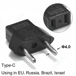 Universal EU Power Conversion Adapter - US to European Plug Type C Travel Socket - EU Plug - Black (1PCS)