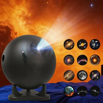 Proiettore Planetario Cielo Stellato con 12 Dischi Planetari, Rotazione a 360° °   Lampade Rotanti a Nebulosa per Bambini e Adulti