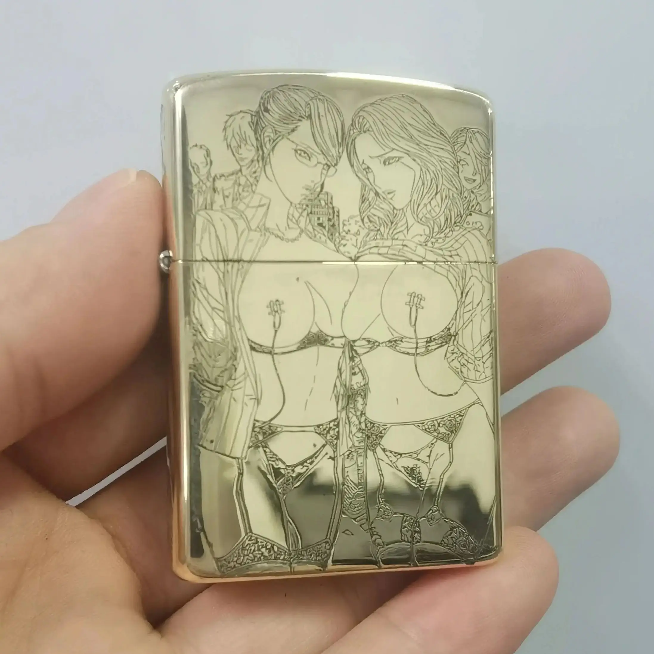 Customized Brass Fuel Lighter Sexy Beauty Pattern 3