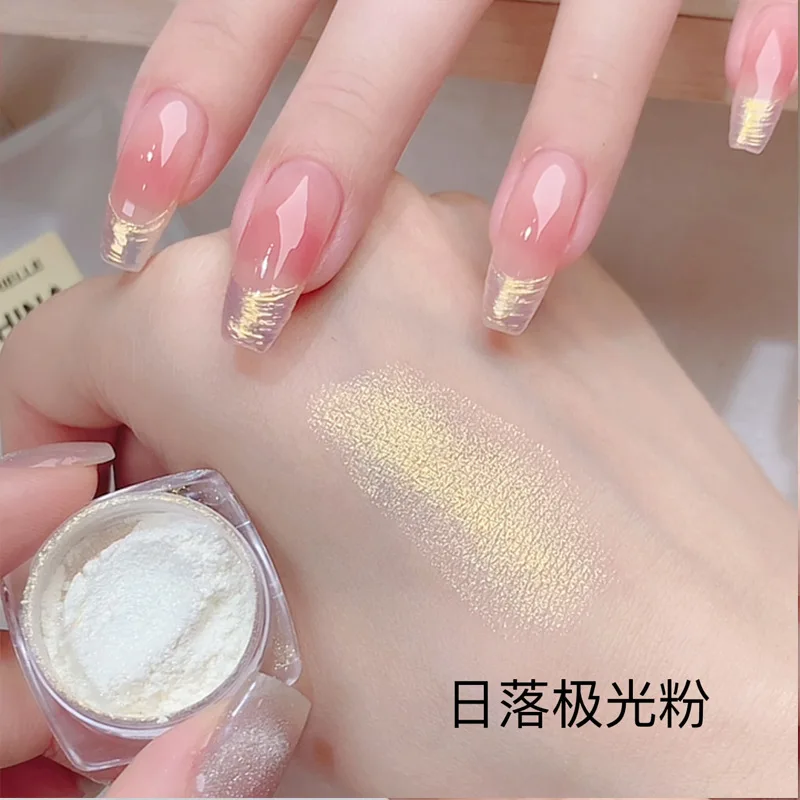 1 Scatola Aurora Moonlight Nail Glitter Neon Shimmer Mirror Powder Mermaid Pearl White Nail Chrome Pigment Dust Polish Decoration & F