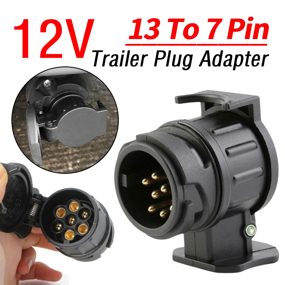 Adaptateur de prise de remorque 13 à 7 broches, Mini convertisseur de caravane, prises de remorquage 12V pour camion de remorquage pour remorque de voiture de tourisme