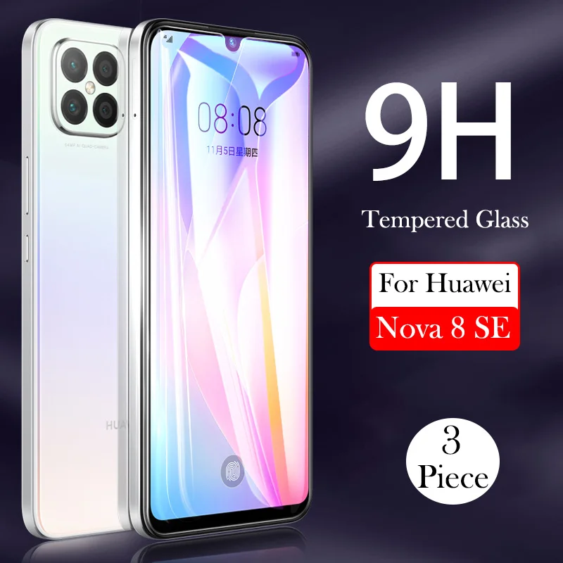

Защитное стекло для Huawei SE, 3 шт., защитная пленка для экрана Nova 8SE 7SE 6SE 8 7 6 Se, стеклянная пленка из натурального стекла 9H