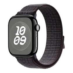 Premium Nylon Loop Sport Band for Apple Watch - Striped Design (3 black with blue)
