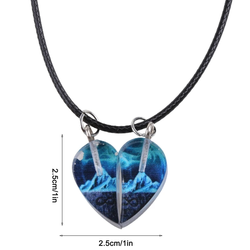 (🎄Early Christmas Sale🎄 – 40% Off)wood Resin Paired Heart Pendants Mountains