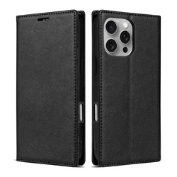 Sleek Retro Flip Leather Wallet Case with Card Slot Holder - iPhone 13 Mini (Black)