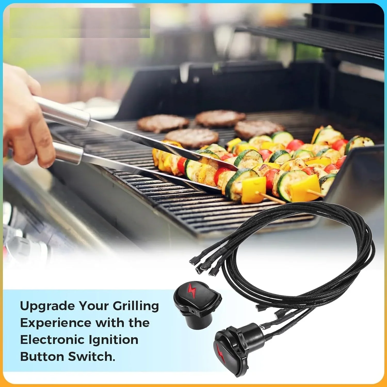 Replace Electronic Ignition Button Switch +Cable fit for Char-Broil Surefire Ignition Systems 463241013 463243911 463243812 2pcs