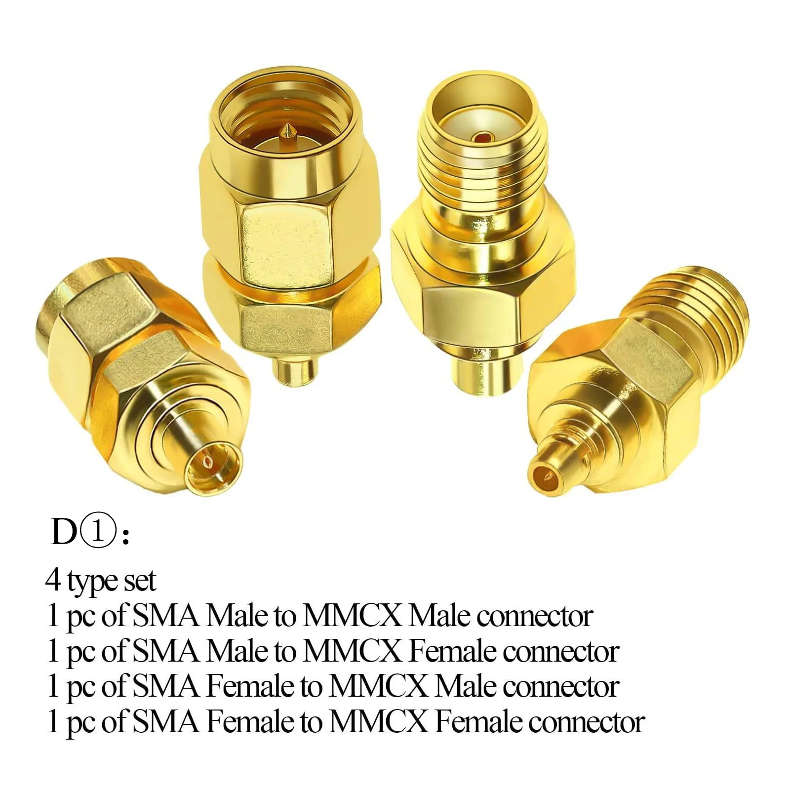 1Lot/4pcs 2pcs/lot SMA to MMCX Coaxial Adapter Kit Pure Brass Male/Female Coax Connector Kits RF Coax Antenna Adapter