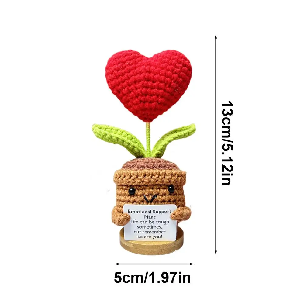 2 Pack Crochet Sunflower Plush - Handmade Emotional Support Gift With Uplifting Card, Perfect For Women's Desk, Car, Or Home Decor