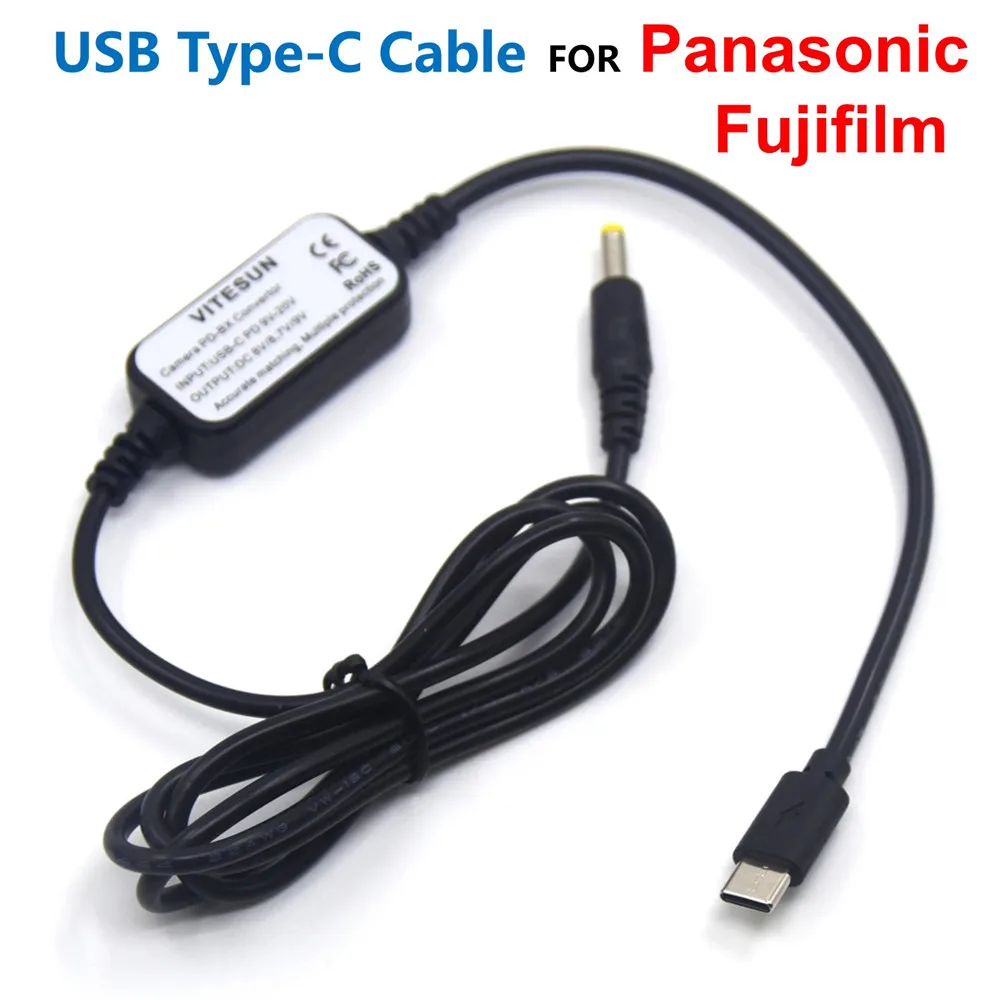 

USB Type-C Power Cable PD Adapter DMW-BLC12 BLG10 BLF19 BLH7 For Lumix DMW-DCC8 DCC9 DCC11 DCC12 DCC6 DCC9 CP-W126 Fake Battery