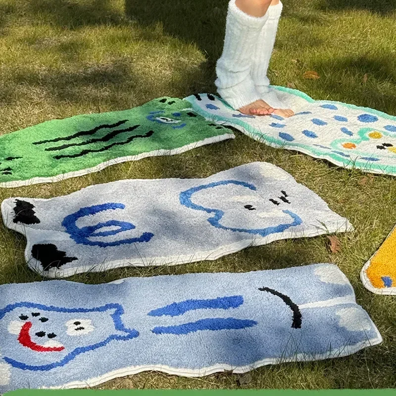 Cartoon Animals Imitation Cashmere Non-slip Mat Carpet 1pc Thin Absorbent Bath Mat Washable Shower Bathroom Home Decoration Gift