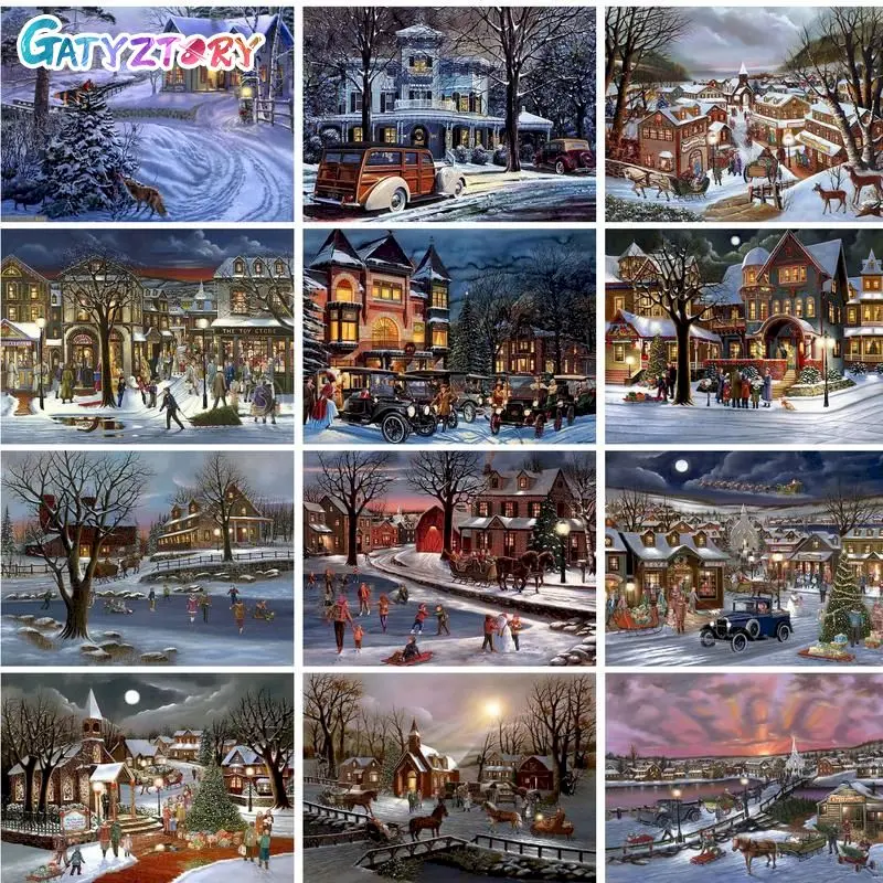 

GATYZTORY Diy Oil Painting By Numbers Street House Landscape Paint Kits Framed Home Decor Wall Artcraft Diy Christmas Gift