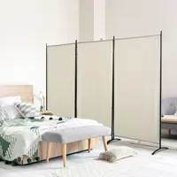 HOMCOM 6' 3 Panel Room Divider, Indoor Privacy Screen for Home Office, Beige 2