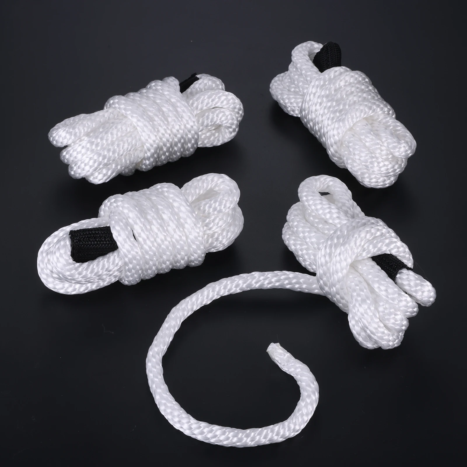 

4Pcs White Boat Bumper Line Double Braided Nylon Fender Rope 6.5' x 3/8" Boat Fender Lines Inflatable Boat Buoys Twisted Rope