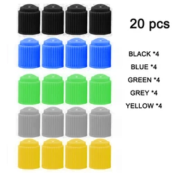Universal Black Tire Stem Valve Caps with O - Ring Seals - 20 Pack (SET 1)