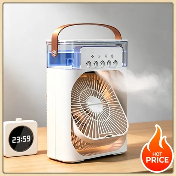 Household Portable Cooling Air Cooler3-in-1Multifunctional Mini Fan Humidifier LED Night Light Personal Air Conditioner for Dorm 1