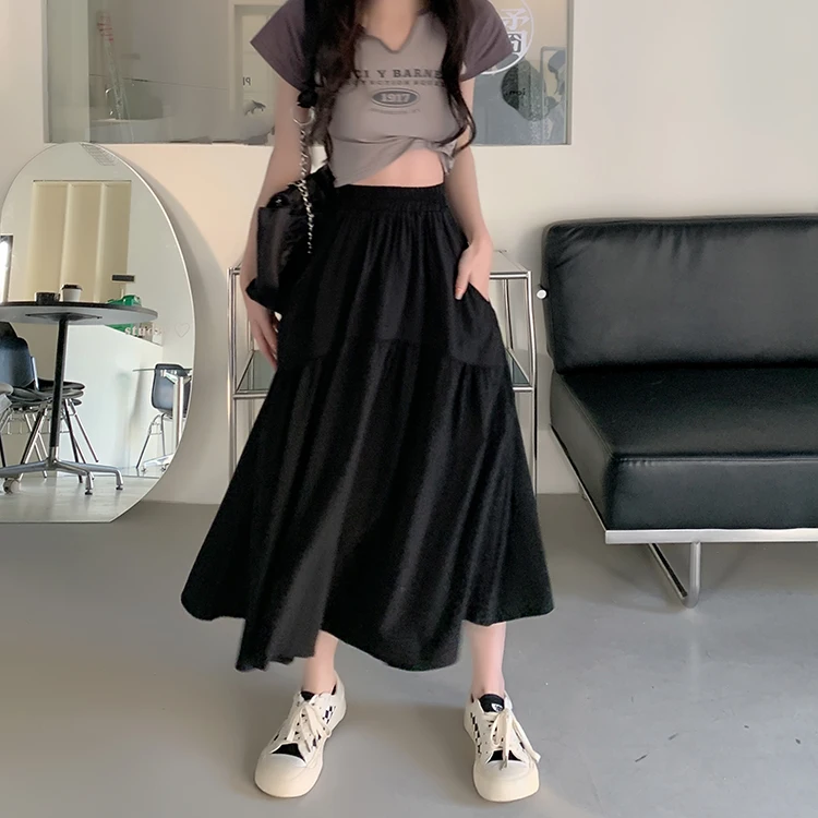 French white female skirts in summer 2022, the new show thin skirt of tall waist skirt in the a-line skirt denim skirt