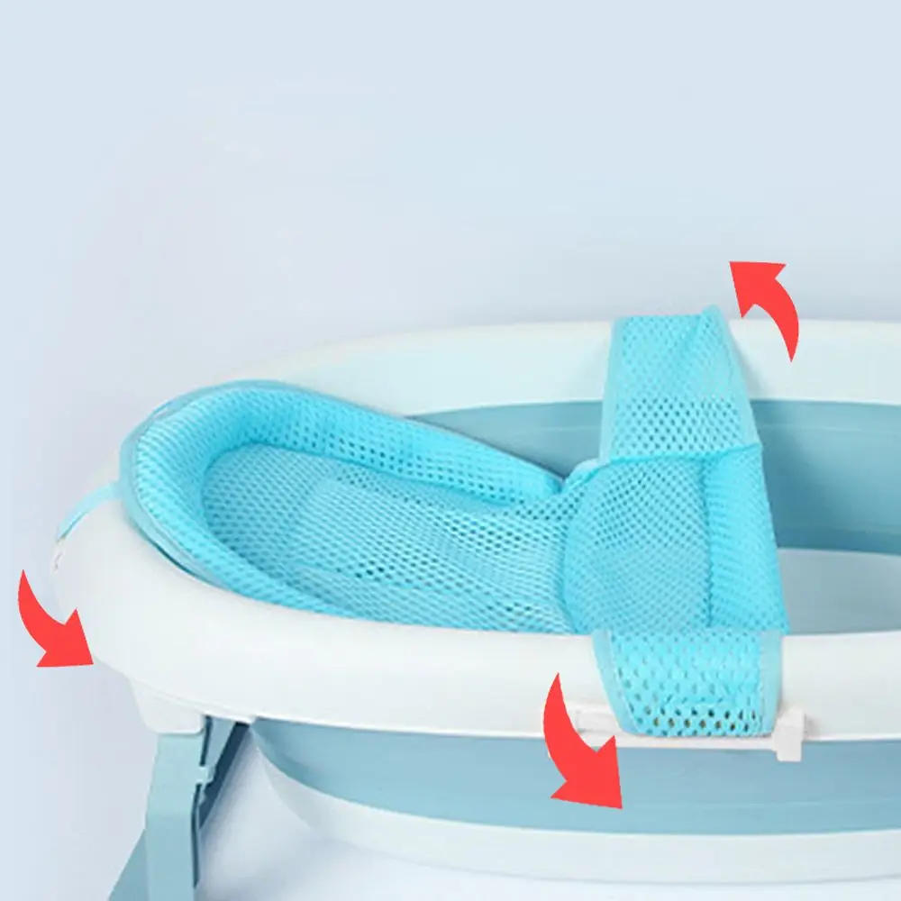 Foldable Bath Bracket Anti-Slip Security T Type Newborn Shower Cradle Baby Bath Mesh Cushion Bathtub Set Pad Shower Support Mat