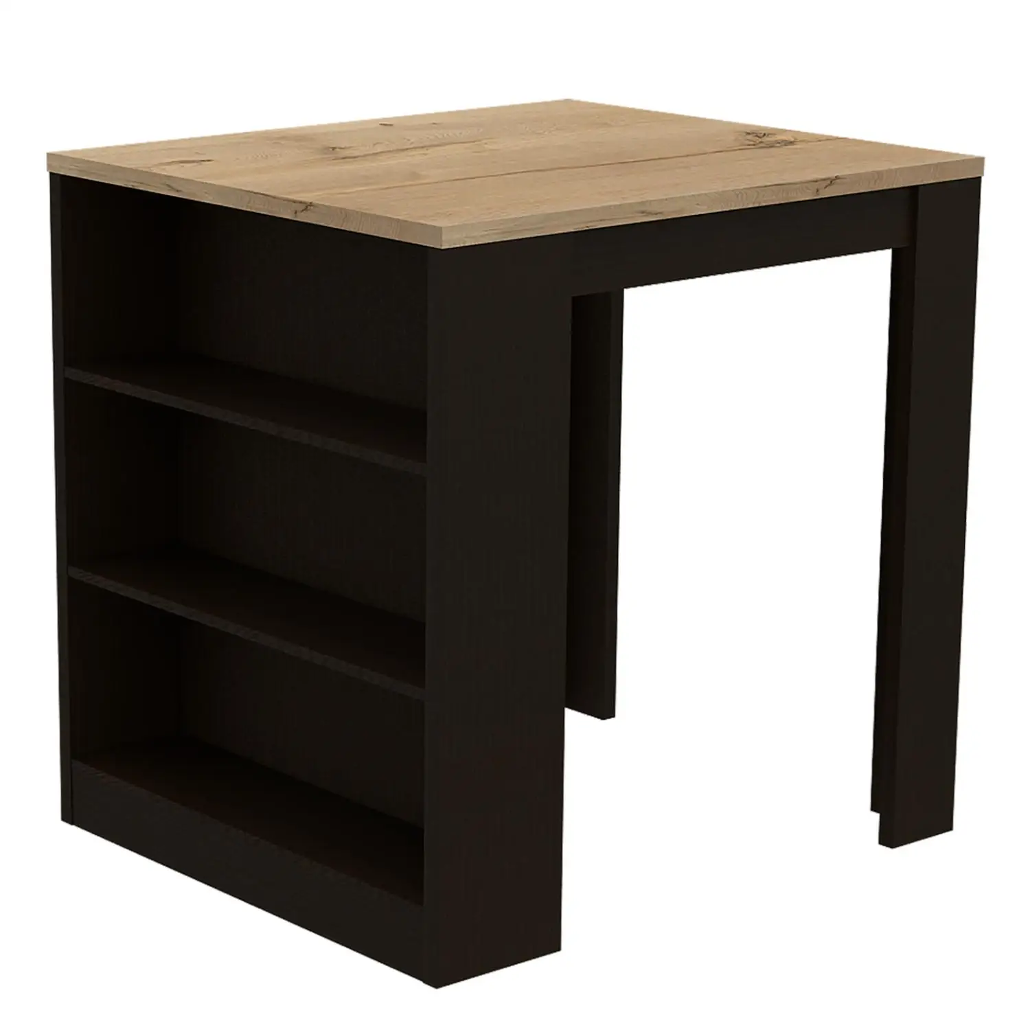 Tanna Kitchen Counter Dining Table ,Two Legs, Three Side Shelves Black / Pine 4