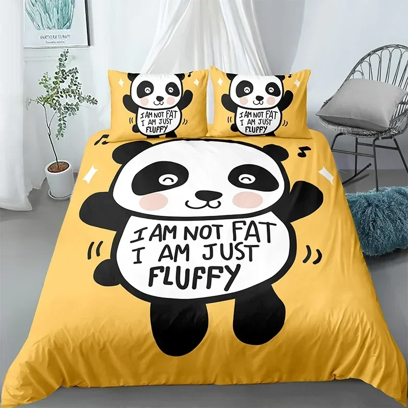 Panda Printed 2/3pcs Bedding Set Bamboo Duvet Cover For Adult Child Bedclothes And Pillowcases Comforter Covers Bed Sets