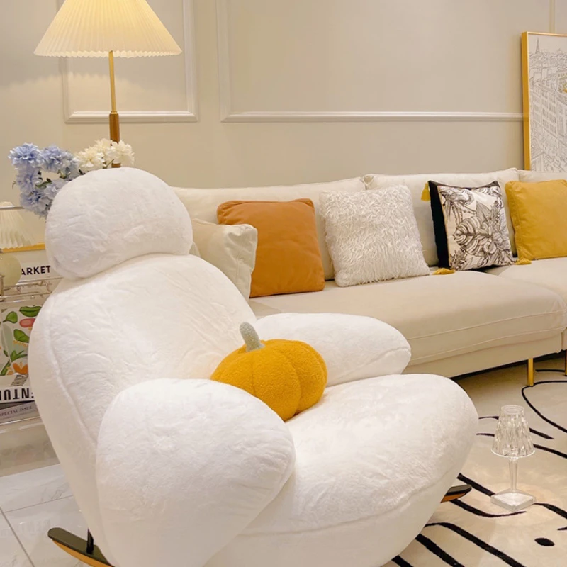

Online celebrity cream style large white rocking chair, light luxury, creative sofa chair, balcony, fun space