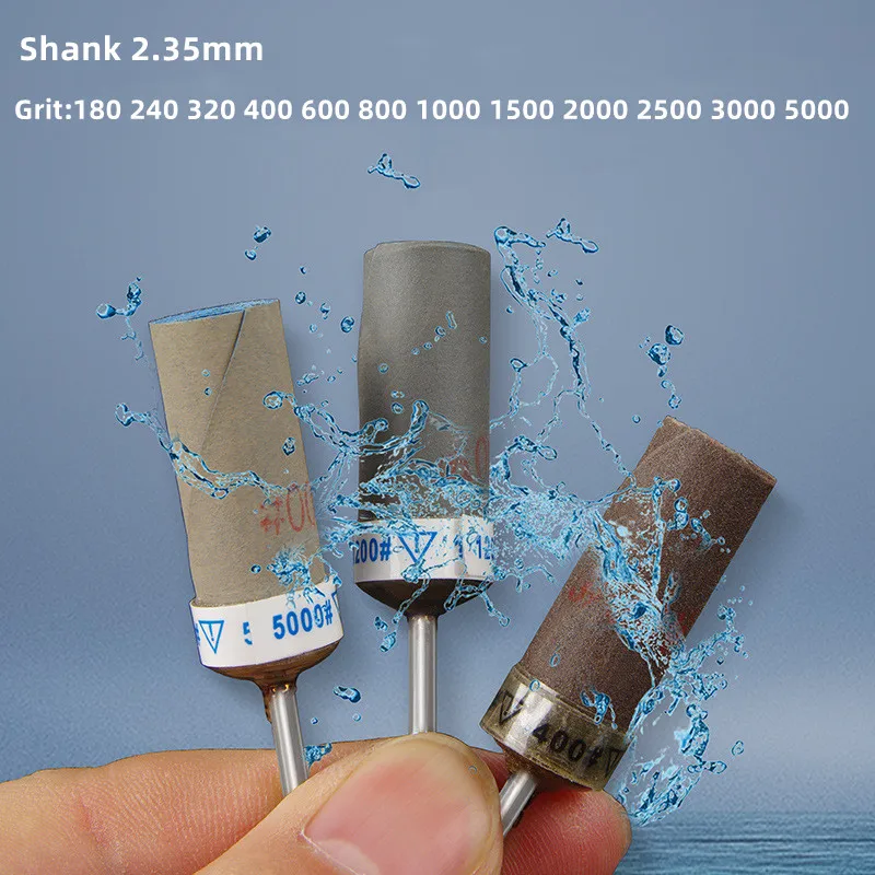

1Pcs 2.35mm Shank Sandpaper Heads Sanding Stick Abrasive Rotary Tools Grinding Heads 58mm 180-5000 Grit