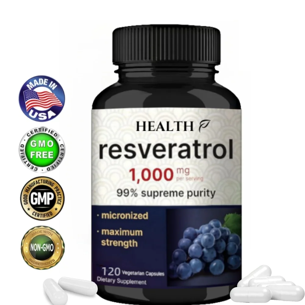 Resveratrol Capsule Supplement Supports Healthy Heart Immunity Brain Skin Antioxidant Promotes Overall Health