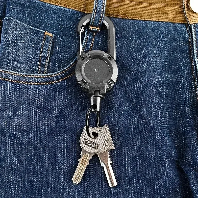 1/3Pcs Automatic Retractable Wire Rope Antitheft Easy-to-pull Buckle Rope Elastic Keychain Sporty Retractable Key Ring Anti Lost