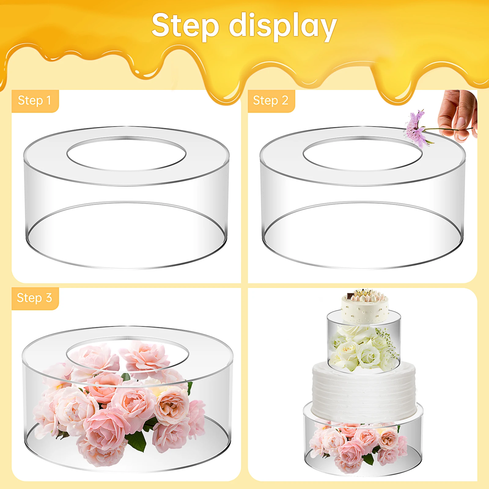 Clear Acrylic Fillable Cake Stand Set 4