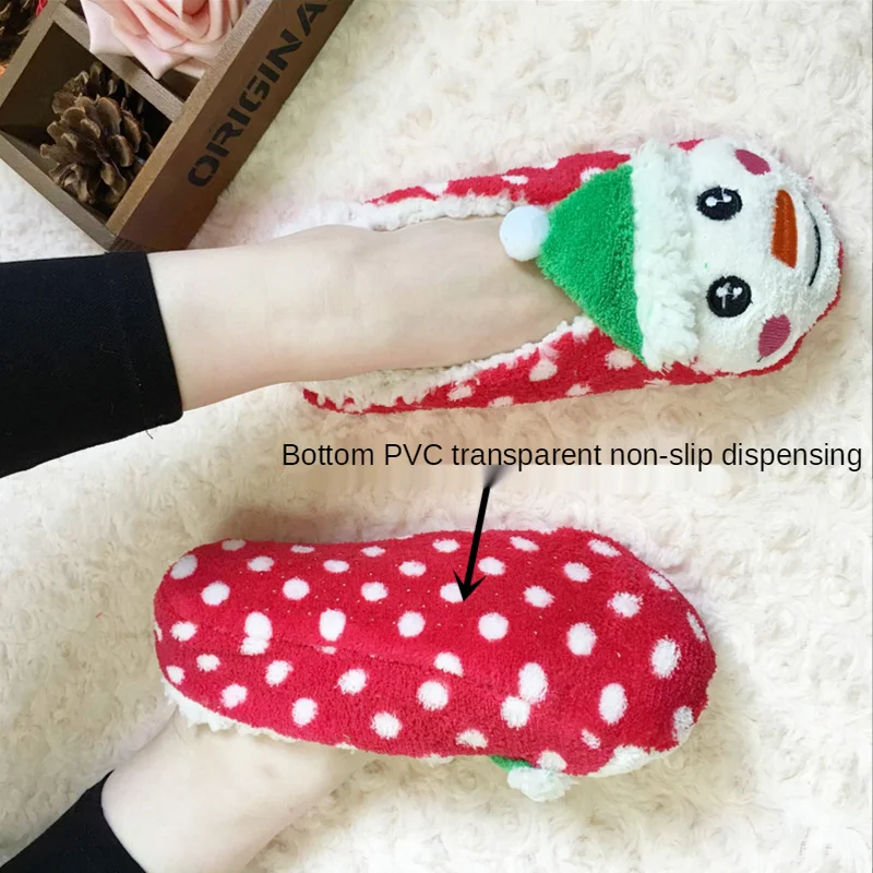Christmas House Slipper Sock Fluffy Womens Kawaii Plush Winter