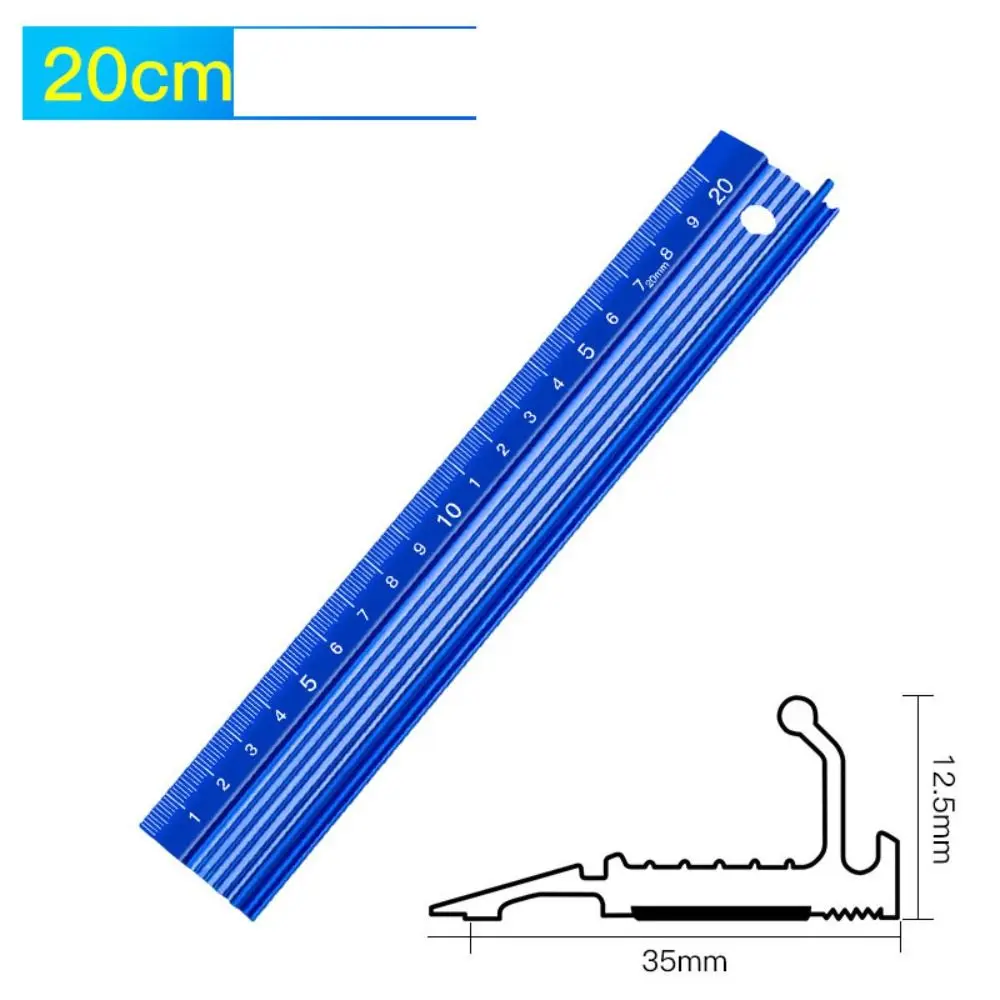 Aluminum Alloy Straight Scale Ruler Anti Slip Blue Calibration Ruler Multi-function Professional Aluminum Alloy Office